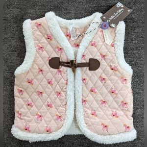 Matilda Jane Pink & White Amelia Island Reversible Sherpa-Lined Vest Size 2 NWT